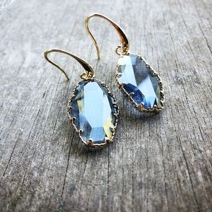 18k YG Plated Framed Crystal Earrings